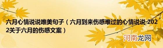 六月到来伤感难过的心情说说2022关于六月的伤感文案 六月心情说说唯美句子