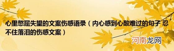 内心感到心酸难过的句子忍不住落泪的伤感文案 心里憋屈失望的文案伤感语录