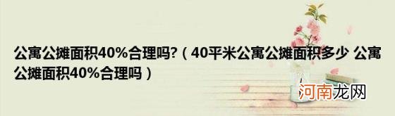 40平米公寓公摊面积多少公寓公摊面积40%合理吗 公寓公摊面积40%合理吗?