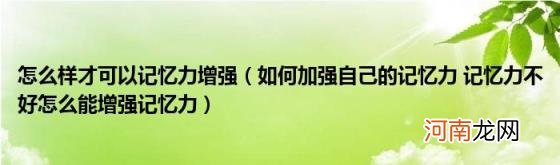 如何加强自己的记忆力记忆力不好怎么能增强记忆力 怎么样才可以记忆力增强