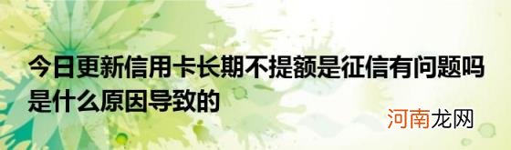 今日更新信用卡长期不提额是征信有问题吗是什么原因导致的