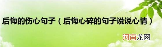 后悔心碎的句子说说心情 后悔的伤心句子