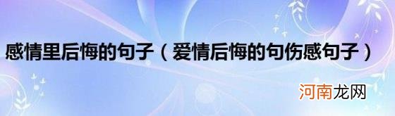 爱情后悔的句伤感句子 感情里后悔的句子