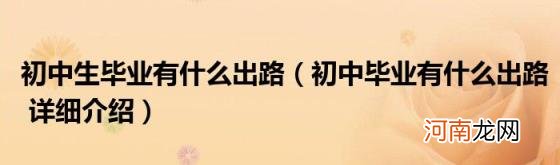 初中毕业有什么出路详细介绍 初中生毕业有什么出路