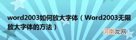 Word2003无限放大字体的方法 word2003如何放大字体