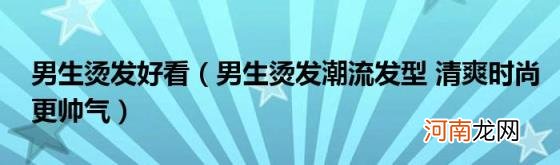 男生烫发潮流发型清爽时尚更帅气 男生烫发好看