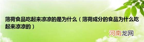 薄荷成分的食品为什么吃起来凉凉的 薄荷食品吃起来凉凉的是为什么