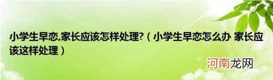 小学生早恋怎么办家长应该这样处理 家长应该怎样处理?(小学生早恋)