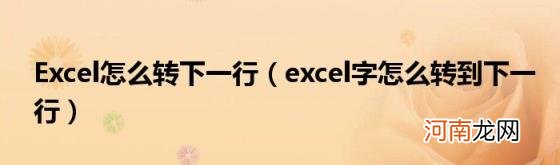 excel字怎么转到下一行 Excel怎么转下一行