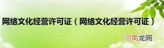 网络文化经营许可证 网络文化经营许可证