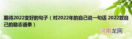 对2022年的自己说一句话2022致自己的励志语录 期待2022变好的句子