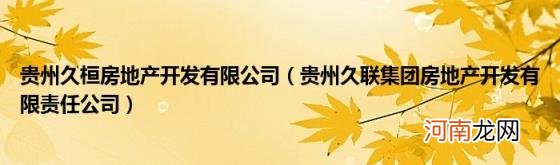 贵州久联集团房地产开发有限责任公司 贵州久桓房地产开发有限公司