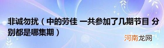 中的劳佳一共参加了几期节目分别都是哪集期 非诚勿扰