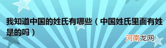 中国姓氏里面有姓是的吗 我知道中国的姓氏有哪些