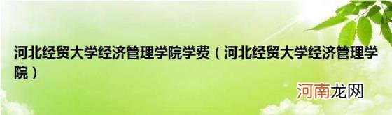 河北经贸大学经济管理学院 河北经贸大学经济管理学院学费