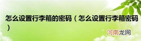 怎么设置行李箱密码 怎么设置行李箱的密码