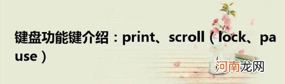 lock、pause 键盘功能键介绍：print、scroll