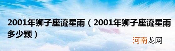 2001年狮子座流星雨多少颗 2001年狮子座流星雨