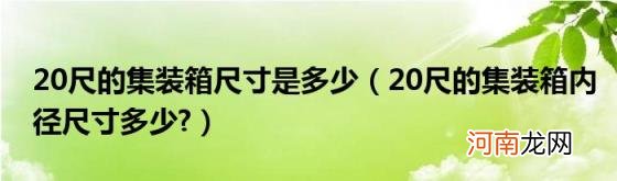 20尺的集装箱内径尺寸多少? 20尺的集装箱尺寸是多少