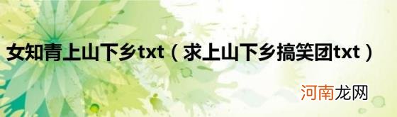 求上山下乡搞笑团txt 女知青上山下乡txt