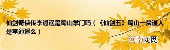 《仙剑五》蜀山一贫道人是李逍遥么 仙剑奇侠传李逍遥是蜀山掌门吗