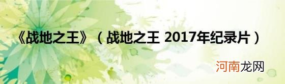 战地之王2017年纪录片 《战地之王》