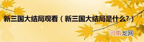 新三国大结局是什么? 新三国大结局观看