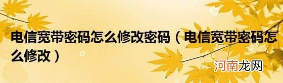 电信宽带密码怎么修改 电信宽带密码怎么修改密码