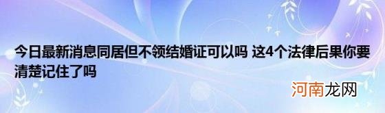 今日最新消息同居但不领结婚证可以吗这4个法律后果你要清楚记住了吗