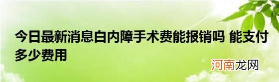 今日最新消息白内障手术费能报销吗能支付多少费用