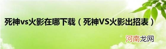 死神VS火影出招表 死神vs火影在哪下载