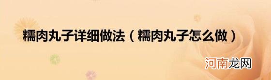 糯肉丸子怎么做 糯肉丸子详细做法