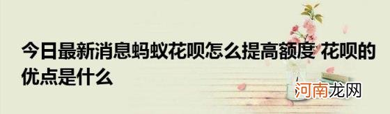 今日最新消息蚂蚁花呗怎么提高额度花呗的优点是什么