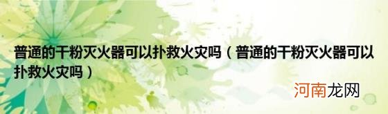 普通的干粉灭火器可以扑救火灾吗 普通的干粉灭火器可以扑救火灾吗
