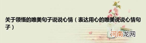 表达用心的唯美说说心情句子 关于领悟的唯美句子说说心情