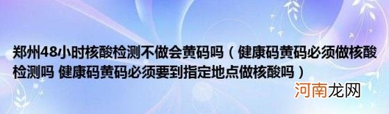 健康码黄码必须做核酸检测吗健康码黄码必须要到指定地点做核酸吗 郑州48小时核酸检测不做会黄码吗