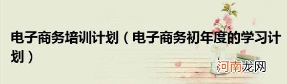 电子商务初年度的学习计划 电子商务培训计划