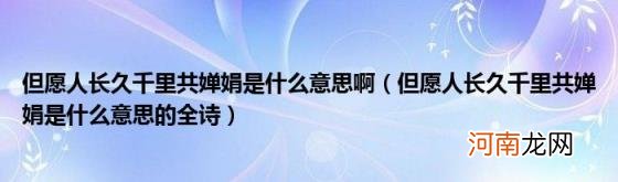但愿人长久千里共婵娟是什么意思的全诗 但愿人长久千里共婵娟是什么意思啊