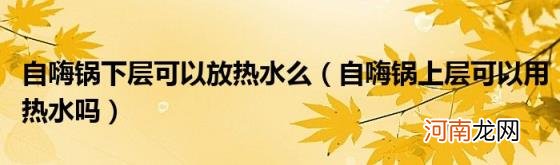 自嗨锅上层可以用热水吗 自嗨锅下层可以放热水么