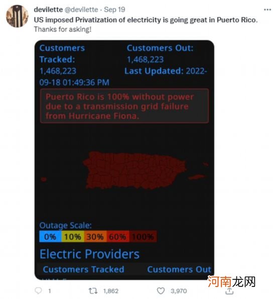 波多黎各全岛停电，网友谴责美国政府