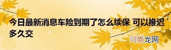 今日最新消息车险到期了怎么续保可以推迟多久交