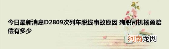 今日最新消息D2809次列车脱线事故原因殉职司机杨勇赔偿有多少