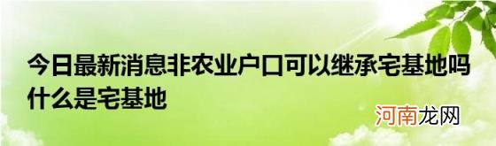 今日最新消息非农业户口可以继承宅基地吗什么是宅基地