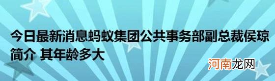 今日最新消息蚂蚁集团公共事务部副总裁侯琼简介其年龄多大