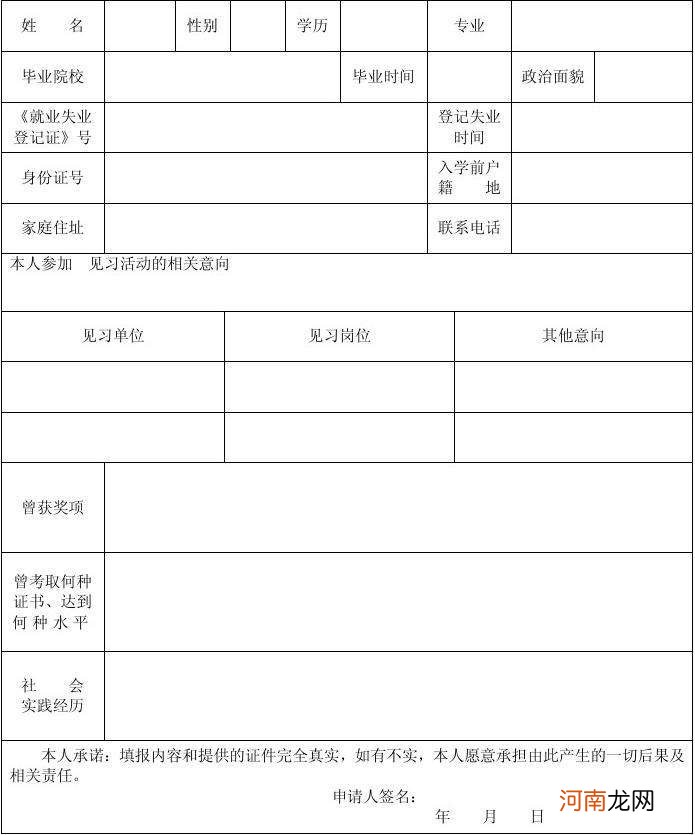 高校毕业生求职创业补贴申请表 高校毕业生求职创业补贴申请表模板