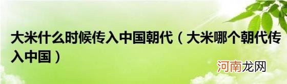 大米哪个朝代传入中国 大米什么时候传入中国朝代