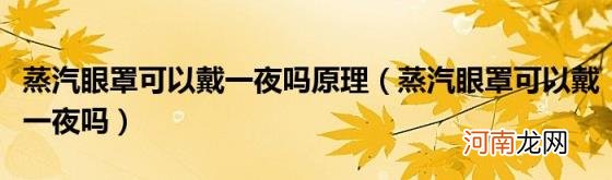 蒸汽眼罩可以戴一夜吗 蒸汽眼罩可以戴一夜吗原理