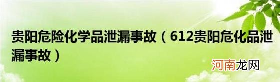 612贵阳危化品泄漏事故 贵阳危险化学品泄漏事故