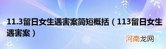 113留日女生遇害案 11.3留日女生遇害案简短概括