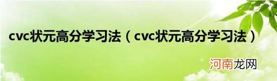 cvc状元高分学习法 cvc状元高分学习法